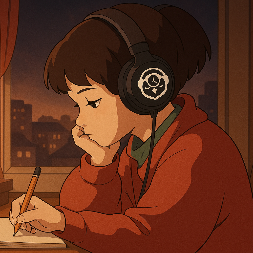 Student studying with Lofi Radio